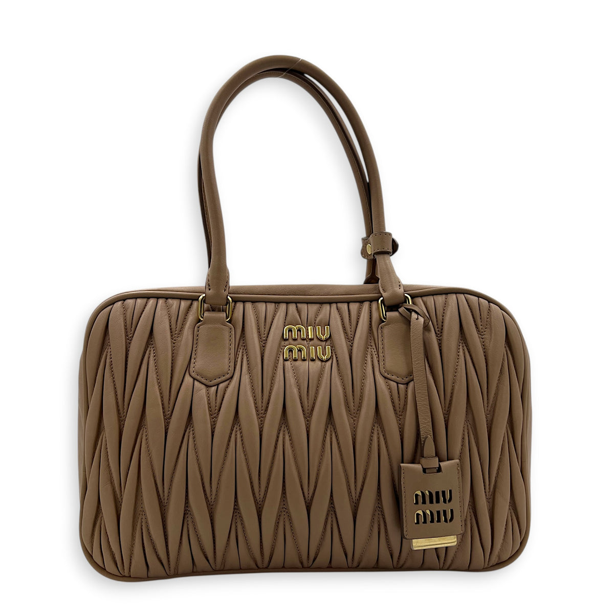 Matelassé Pink Top Handle Bag in Lambskin, Gold hardware