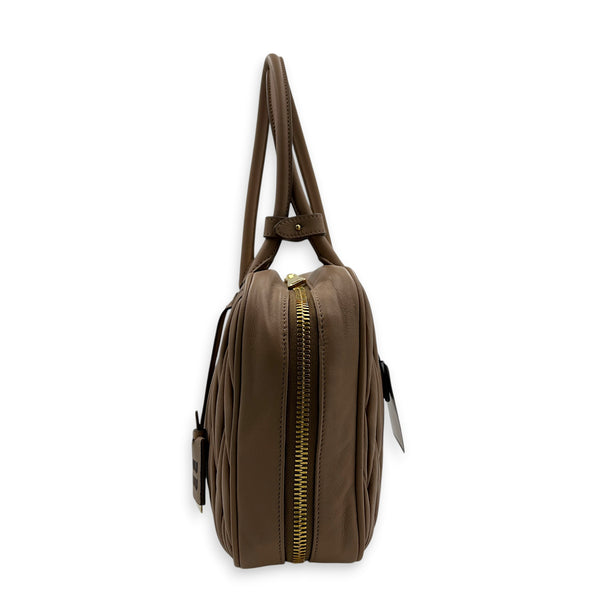 Matelassé Pink Top Handle Bag in Lambskin, Gold hardware