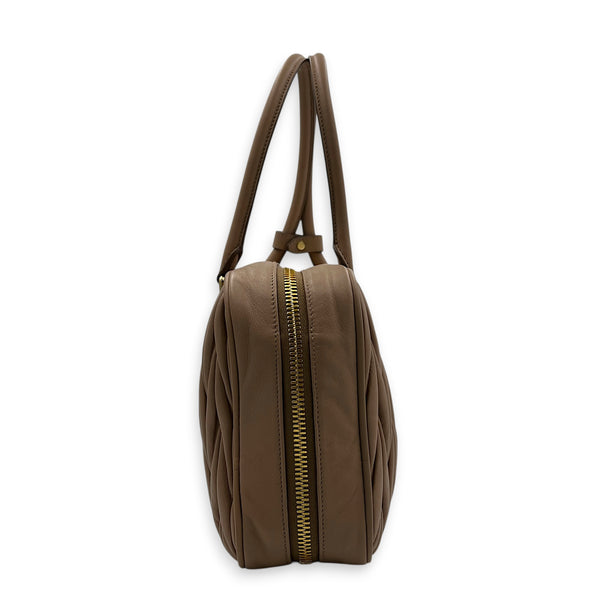 Matelassé Pink Top Handle Bag in Lambskin, Gold hardware