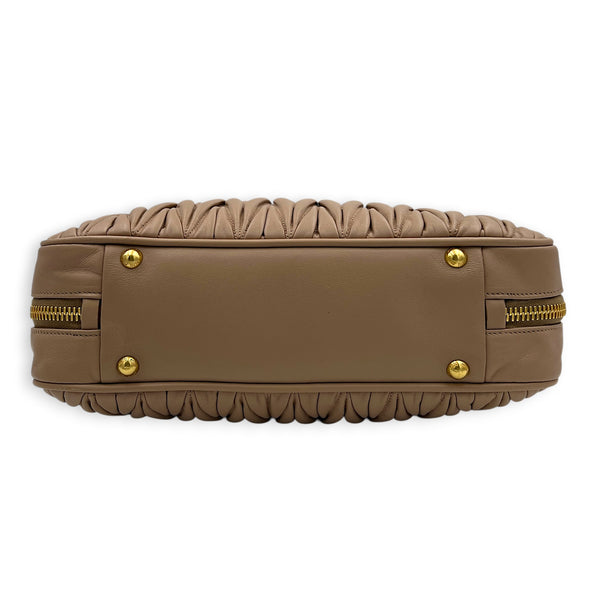 Matelassé Pink Top Handle Bag in Lambskin, Gold hardware