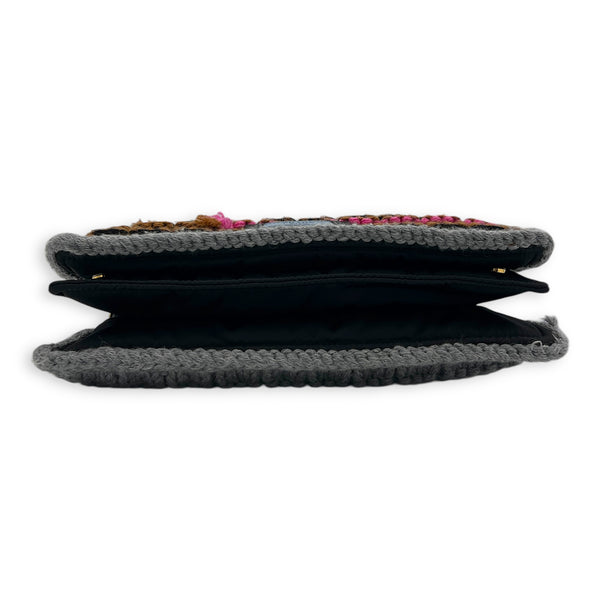 Knit Chain Shoulder Bag Multi-colour in Wool, Gold hardware
