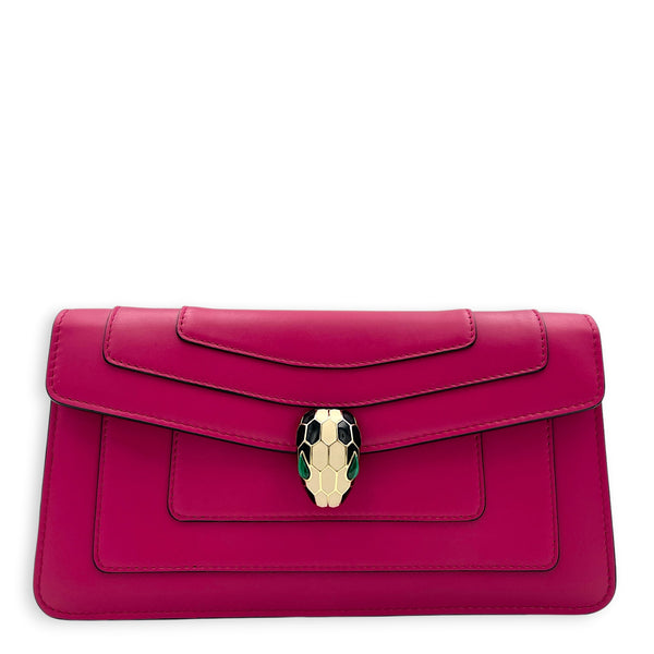 Serpenti Forever Pink Shoulder Bag in Calfskin, Gold hardware