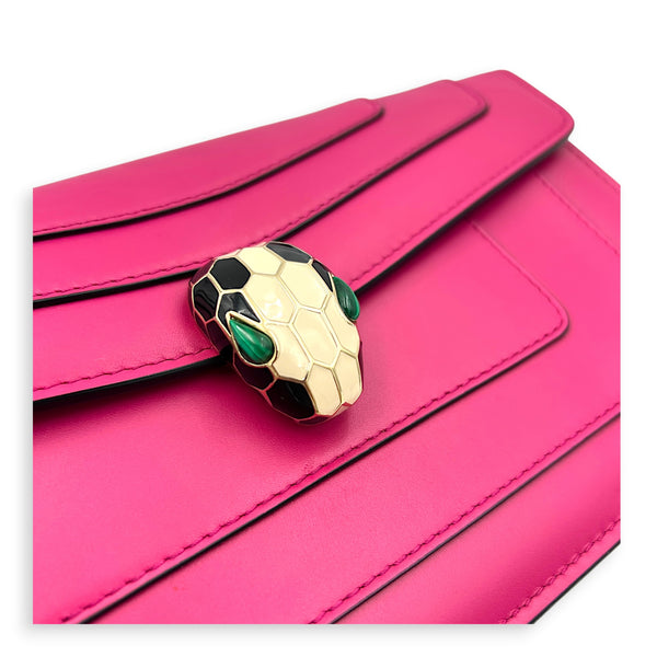 Serpenti Forever Pink Shoulder Bag in Calfskin, Gold hardware