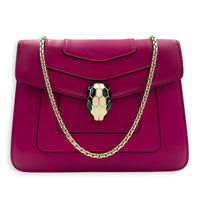 Serpenti Forever Pink Shoulder Bag in Calfskin, Gold hardware