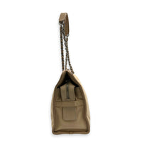 French Riviera Beige Shoulder Bag in Caviar Leather, Silver hardware