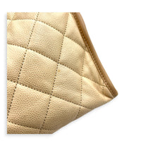 French Riviera Beige Shoulder Bag in Caviar Leather, Silver hardware
