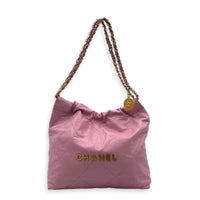 22 Tote Small Pink Tote Bag in Lambskin, Gold hardware