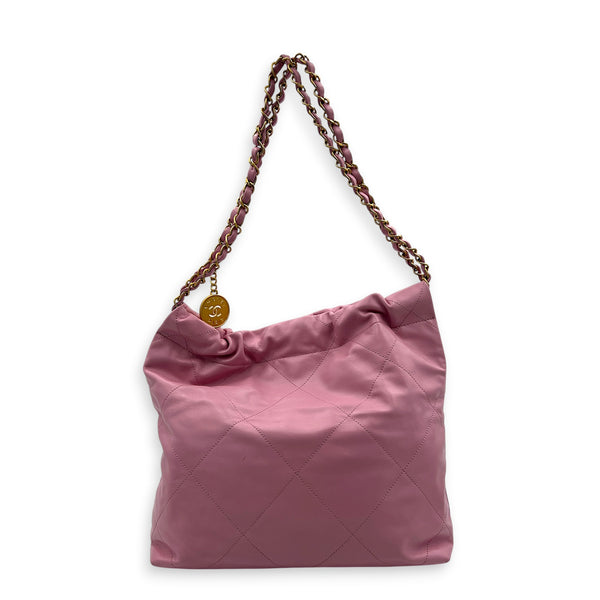 22 Tote Small Pink Tote Bag in Lambskin, Gold hardware