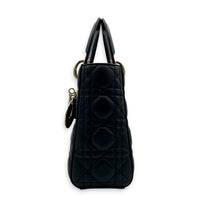 Lady Dior Small Black Top Handle Bag in Lambskin, Gold hardware