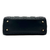 Lady Dior Small Black Top Handle Bag in Lambskin, Gold hardware