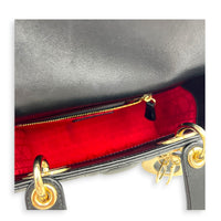 Lady Dior Small Black Top Handle Bag in Lambskin, Gold hardware