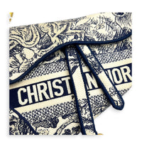Saddle Medium Blue Shoulder Bag in Jacquard, Gold hardware