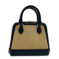Horsebit 1955 Blue Top Handle Bag in Jute, Gold hardware