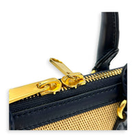 Horsebit 1955 Blue Top Handle Bag in Jute, Gold hardware