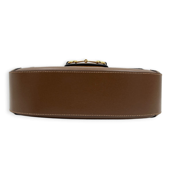 Horsebit 1955 Brown Crossbody Bag in Coated Canvas, Gold hardware
