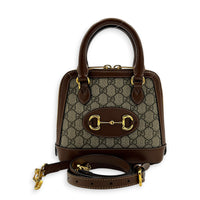 Horsebit 1955 Brown Top Handle Bag in Coated Canvas, Gold hardware