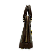 Horsebit 1955 Brown Top Handle Bag in Coated Canvas, Gold hardware