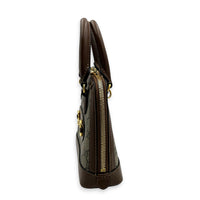 Horsebit 1955 Brown Top Handle Bag in Coated Canvas, Gold hardware