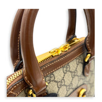 Horsebit 1955 Brown Top Handle Bag in Coated Canvas, Gold hardware