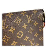 Pochette Toilette Brown Pouch in Monogram Coated Canvas, Gold hardware