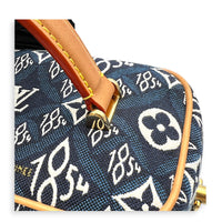 Vanity Blue Top Handle Bag in Jacquard, Gold hardware