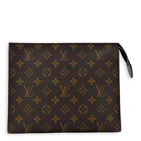 Pochette Toilette Brown Pouch in Monogram Coated Canvas, Gold hardware