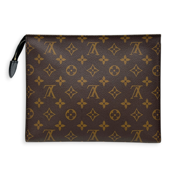 Pochette Toilette Brown Pouch in Monogram Coated Canvas, Gold hardware