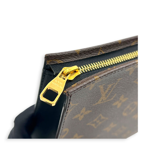 Pochette Toilette Brown Pouch in Monogram Coated Canvas, Gold hardware