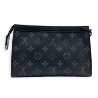 Gaston Black Crossbody Bag in Coated Canvas, Silver hardware