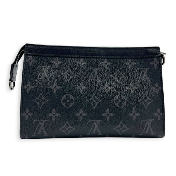 Gaston Black Crossbody Bag in Coated Canvas, Silver hardware