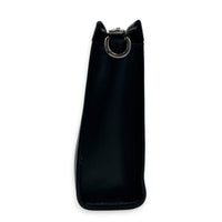 Gaston Black Crossbody Bag in Coated Canvas, Silver hardware