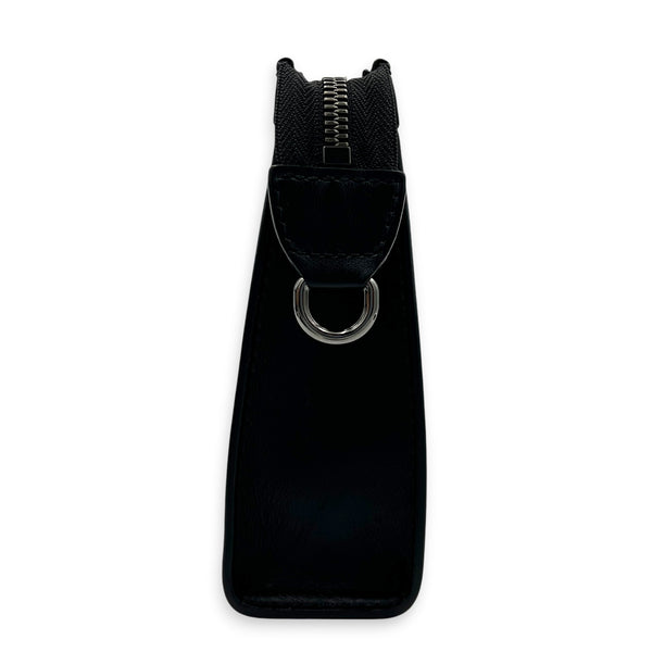 Gaston Black Crossbody Bag in Coated Canvas, Silver hardware