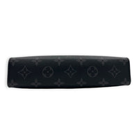 Gaston Black Crossbody Bag in Coated Canvas, Silver hardware