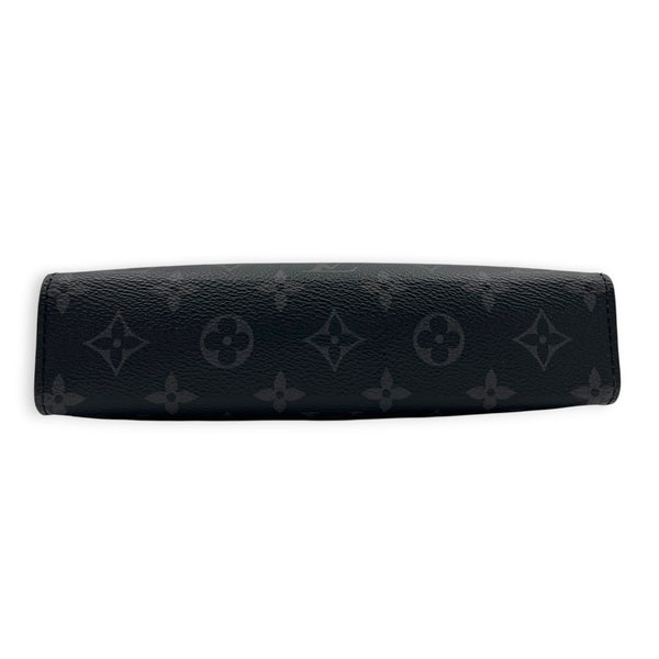 Gaston Black Crossbody Bag in Coated Canvas, Silver hardware