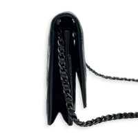 2.55 Black Wallet On Chain in Crinkled Patent, So Black hardware