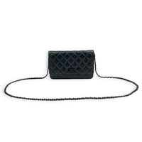 2.55 Black Wallet On Chain in Crinkled Patent, So Black hardware