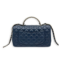 Classic 23A Crystal Blue Top Handle Bag in Lambskin, Gold hardware