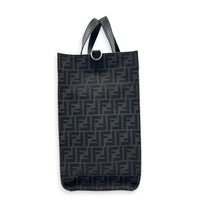 FF Shopper Black Top Handle Bag in Jacquard, Silver hardware