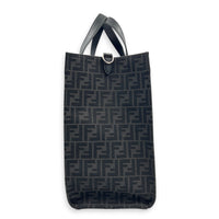 FF Shopper Black Top Handle Bag in Jacquard, Silver hardware