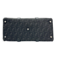 FF Shopper Black Top Handle Bag in Jacquard, Silver hardware