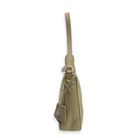 Re-Nylon Beige Shoulder Bag in Nylon, Silver hardware