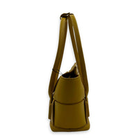 Arco Yellow Top Handle Bag in Calfskin, Silver hardware