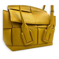 Arco Yellow Top Handle Bag in Calfskin, Silver hardware