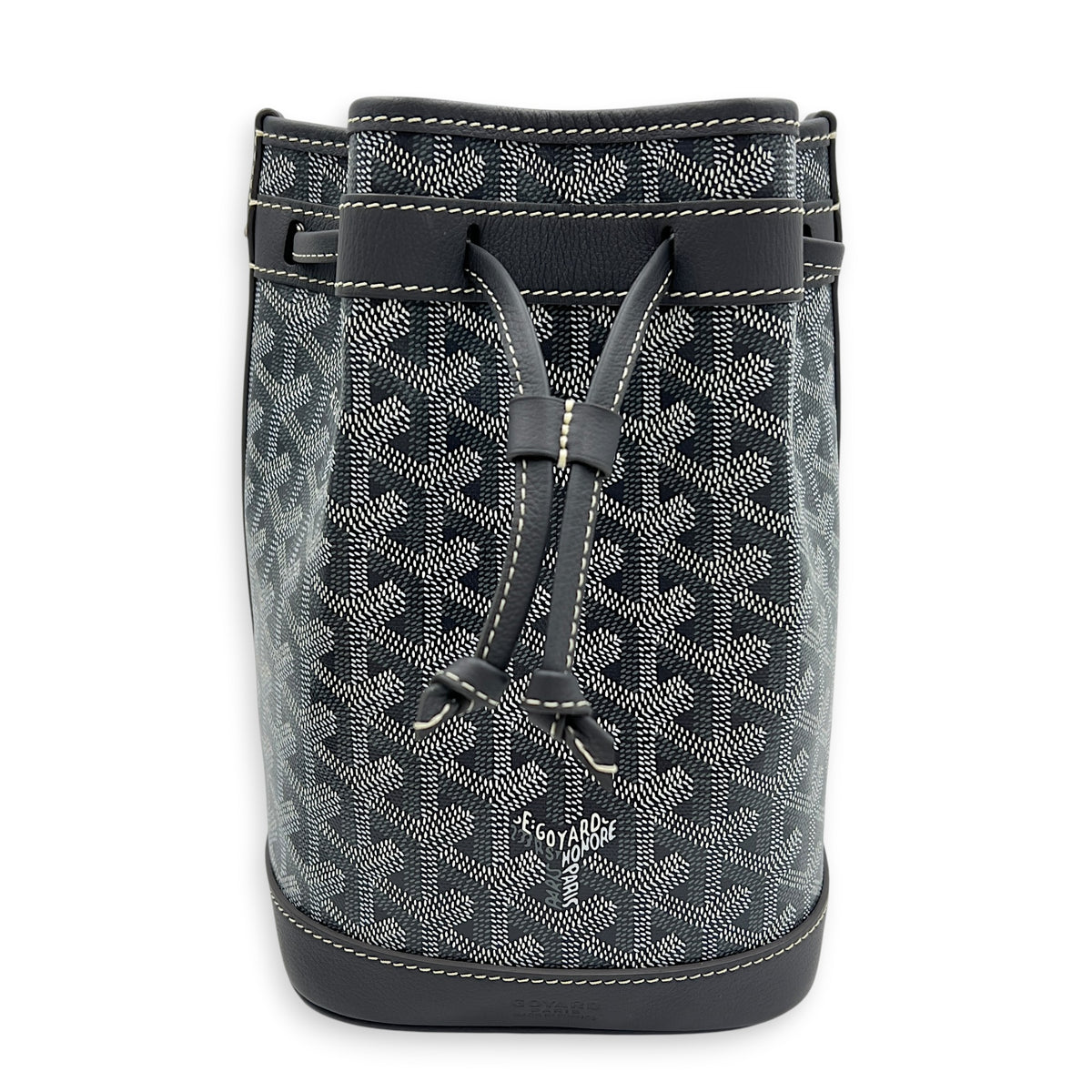 Petit Flot Bucket Bag Grey in Coated Canvas, Silver hardware