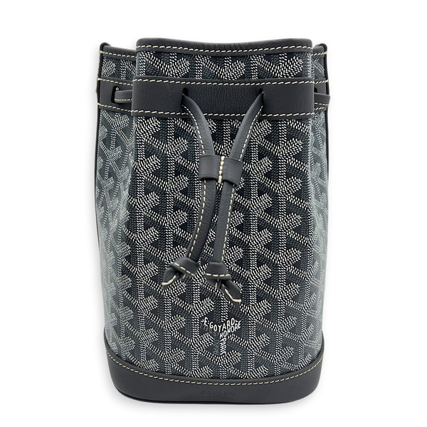 Petit Flot Bucket Bag Grey in Coated Canvas, Silver hardware