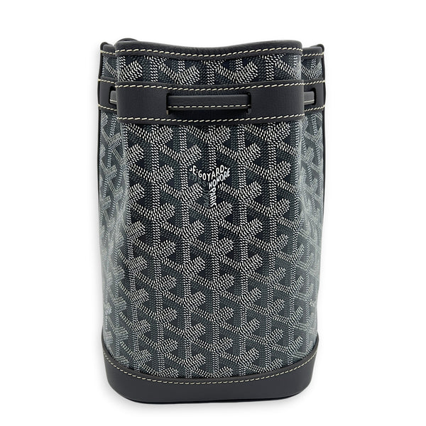 Petit Flot Bucket Bag Grey in Coated Canvas, Silver hardware