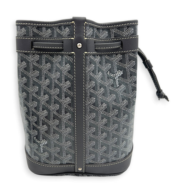 Petit Flot Bucket Bag Grey in Coated Canvas, Silver hardware