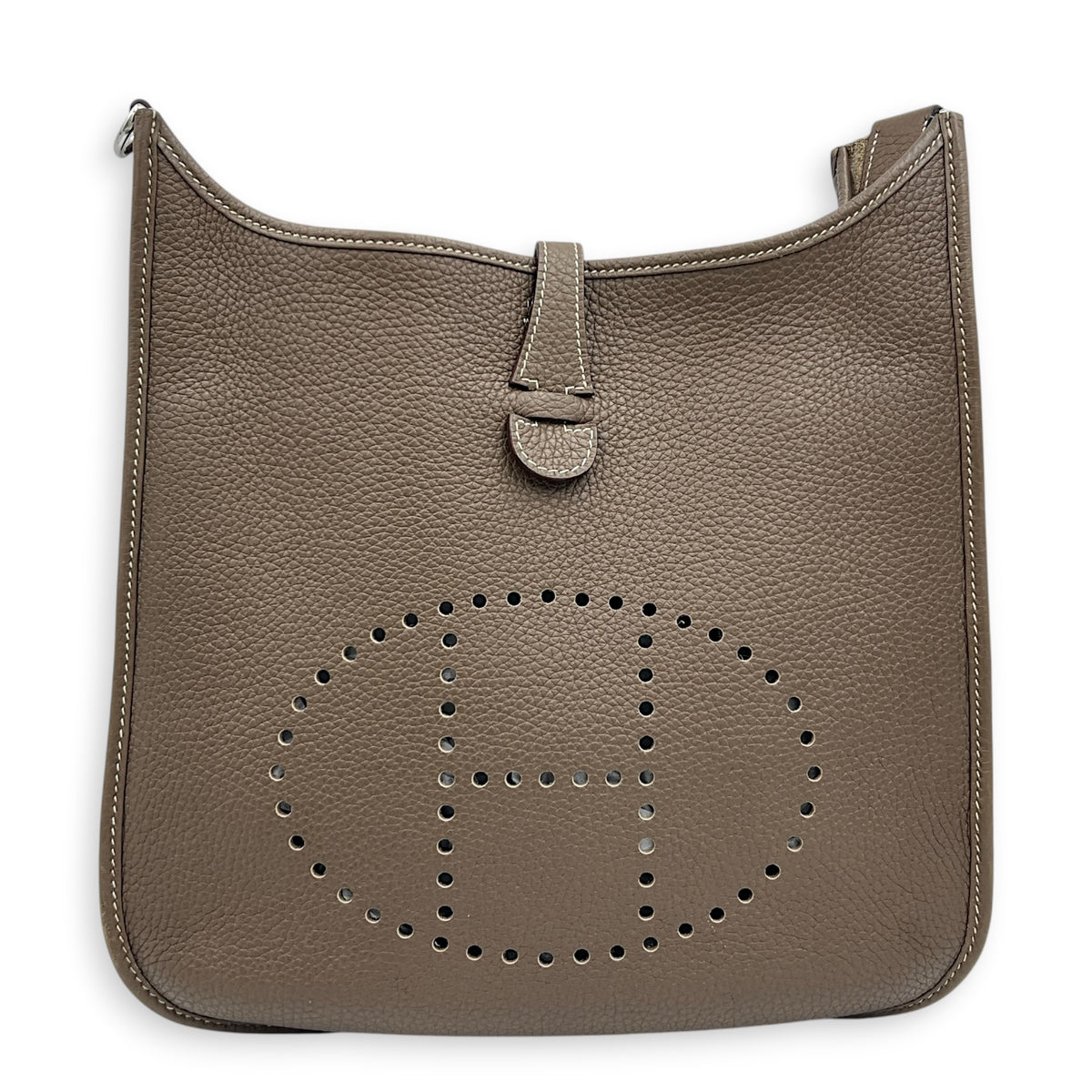 Evelyne III 29 Etoupe Crossbody Bag in Clemence, Palladium hardware