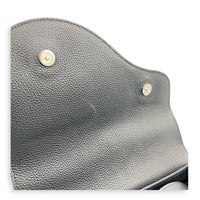 Saddle Mini Black Messenger in Calfskin, Silver hardware