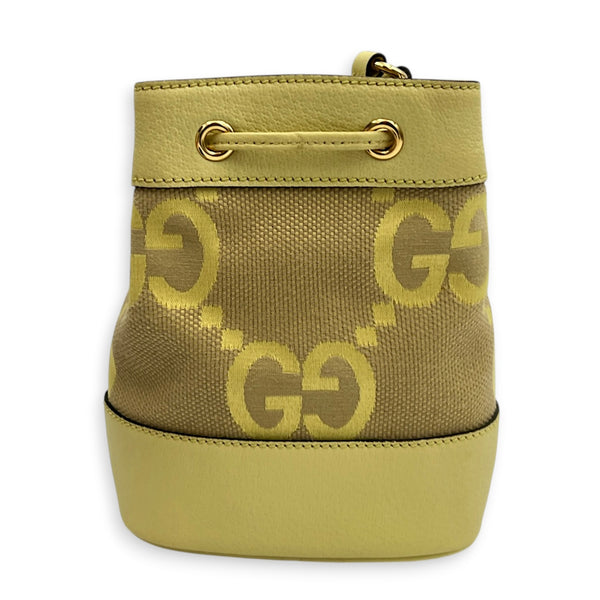 GG Bucket Bag Mini Yellow in Canvas, Gold hardware